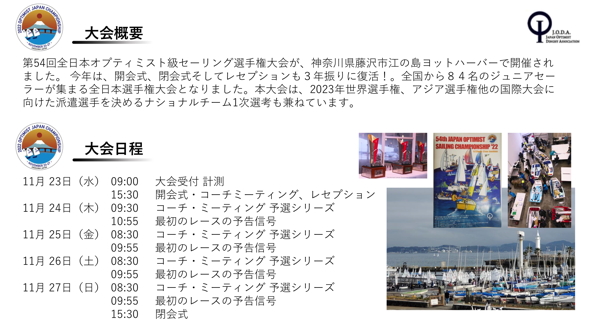 第54回全日本オプティミスト級セーリング選手権大会へ協賛